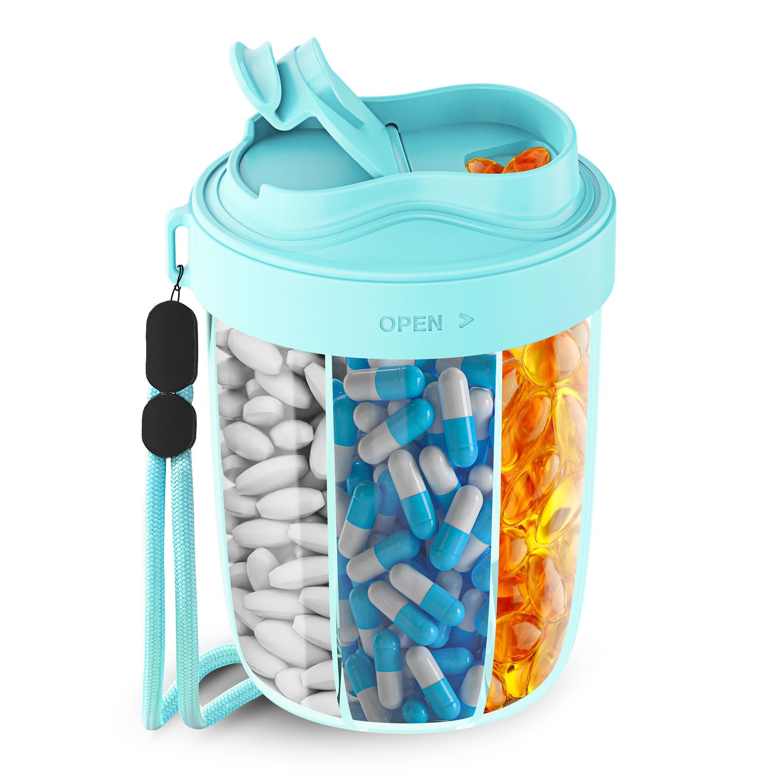 Supplement Storage Box Tablet Dispenser With 7 Different Vitamins